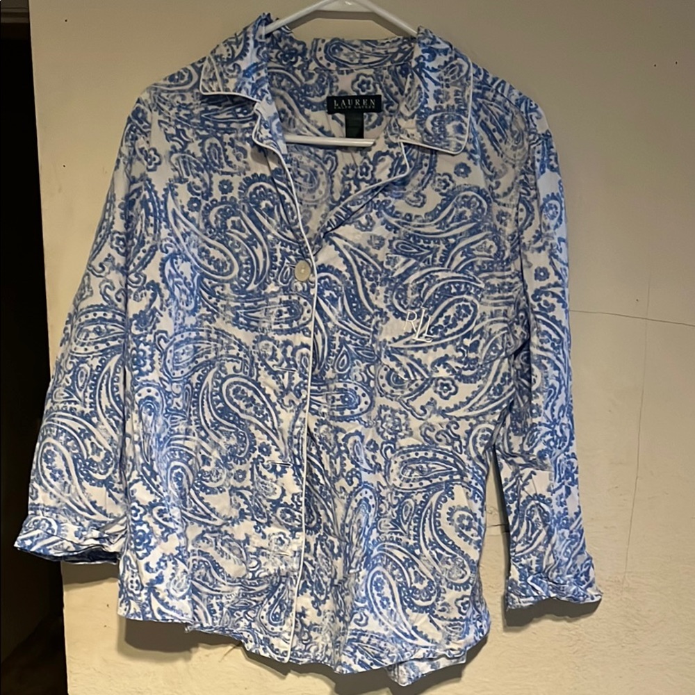 Ralph Lauren Blue and White PJ shirt